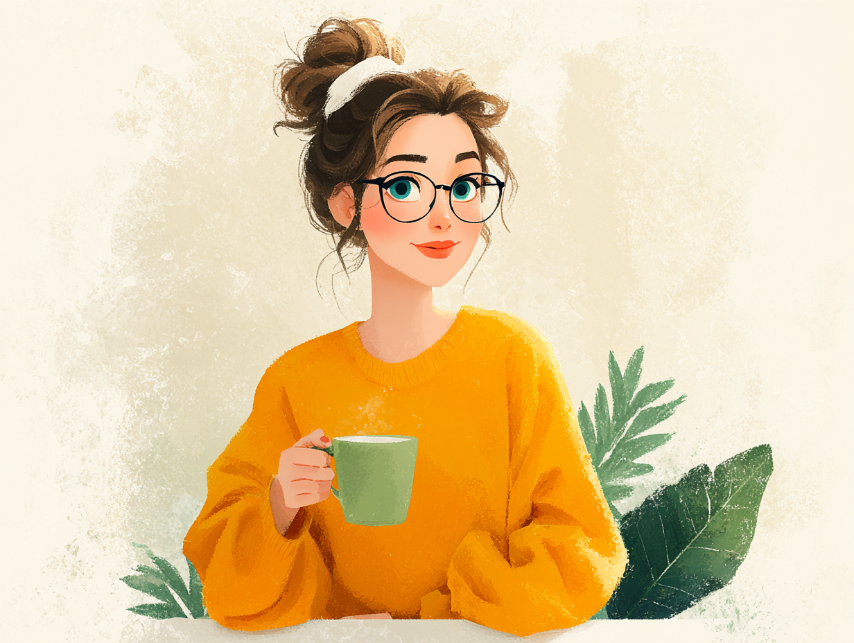 Ilustração de uma mulher feliz comendo alimentos saudáveis como forma natural de tratar e prevenir a candidíase