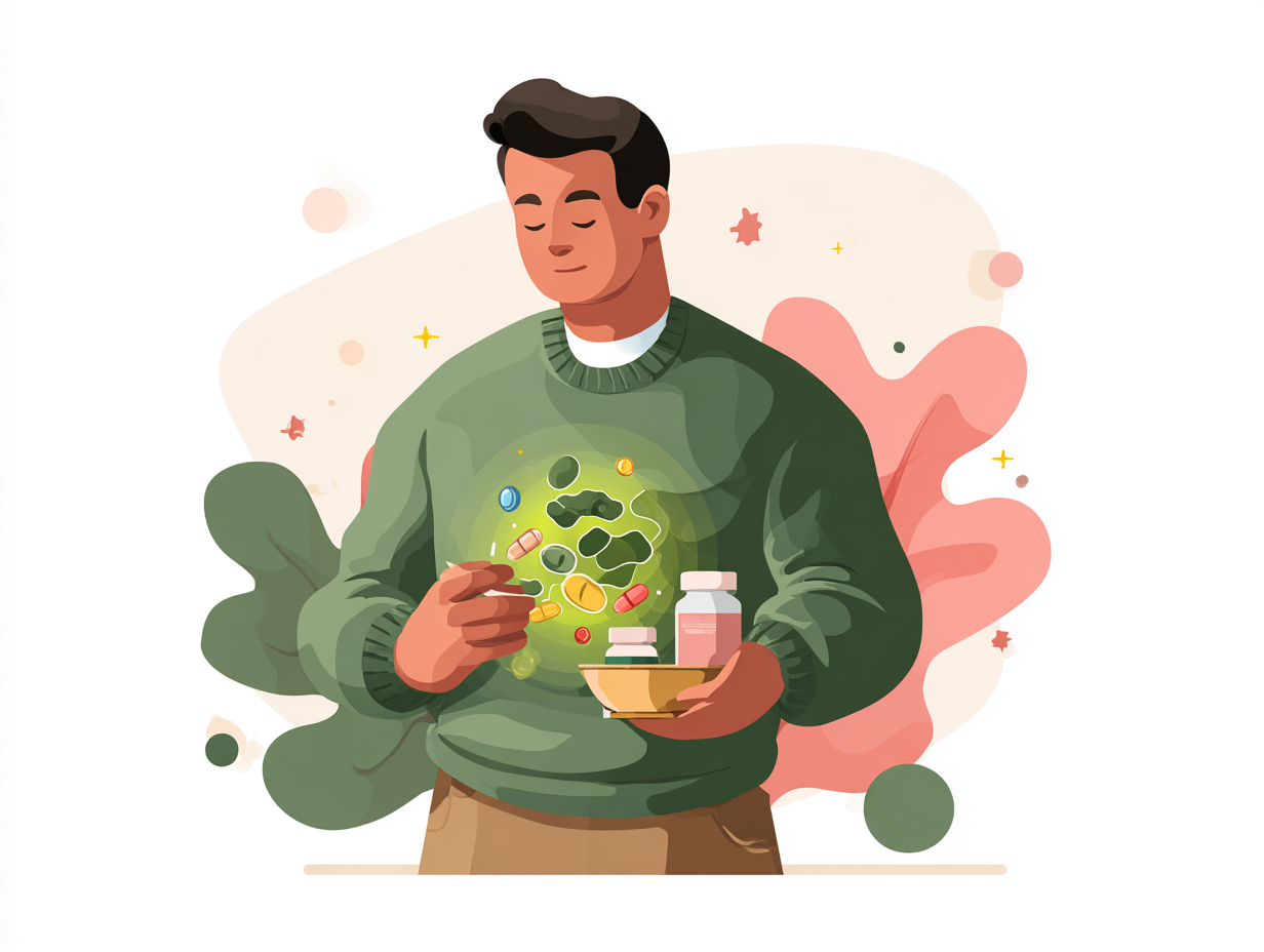 Homem em tratamento integrativo com alimentação saudável e suplementação para candidíase na virilha