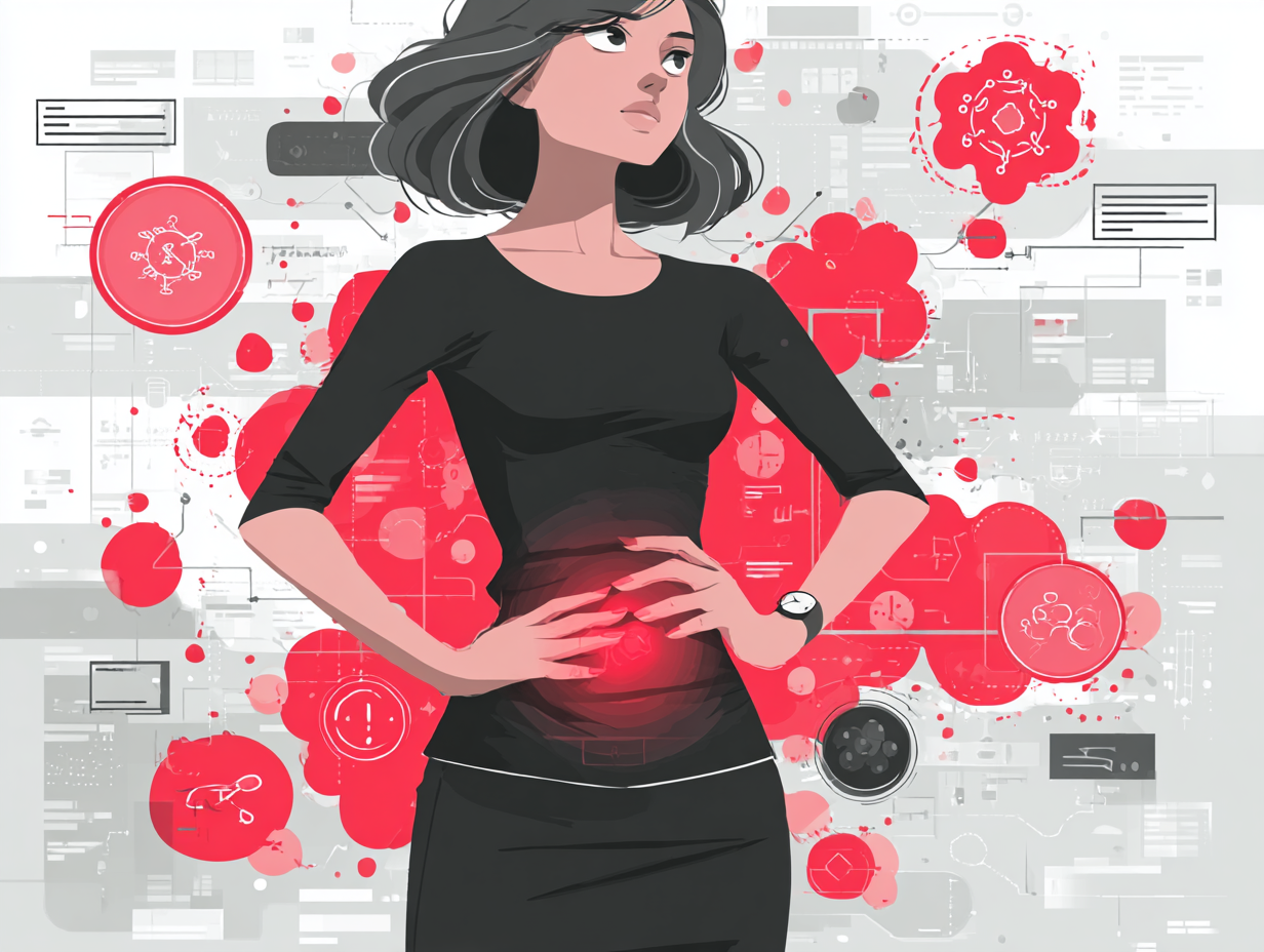 Ilustração conceitual mostrando causas comuns da candidíase em mulheres, com foco em imunidade, fungos e estilo de vida.