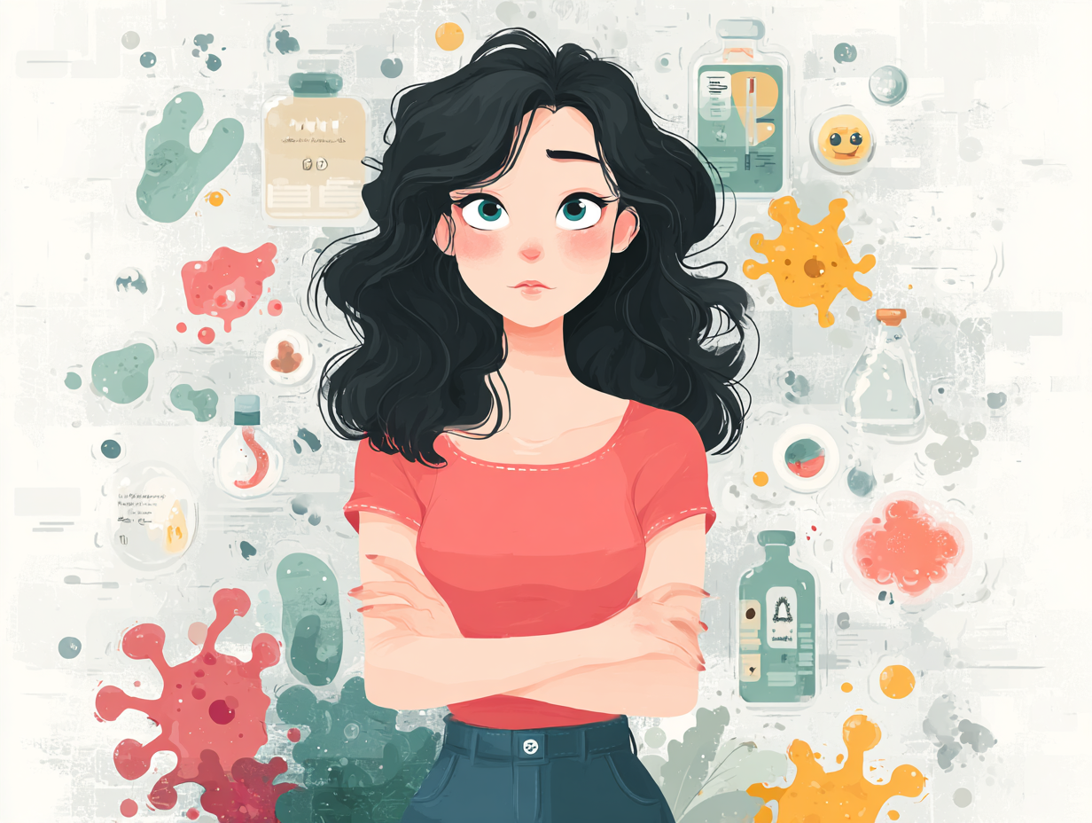 Ilustração médica mostrando causas comuns de coceira vaginal sem corrimento, como fungos, pH alterado e alergias.