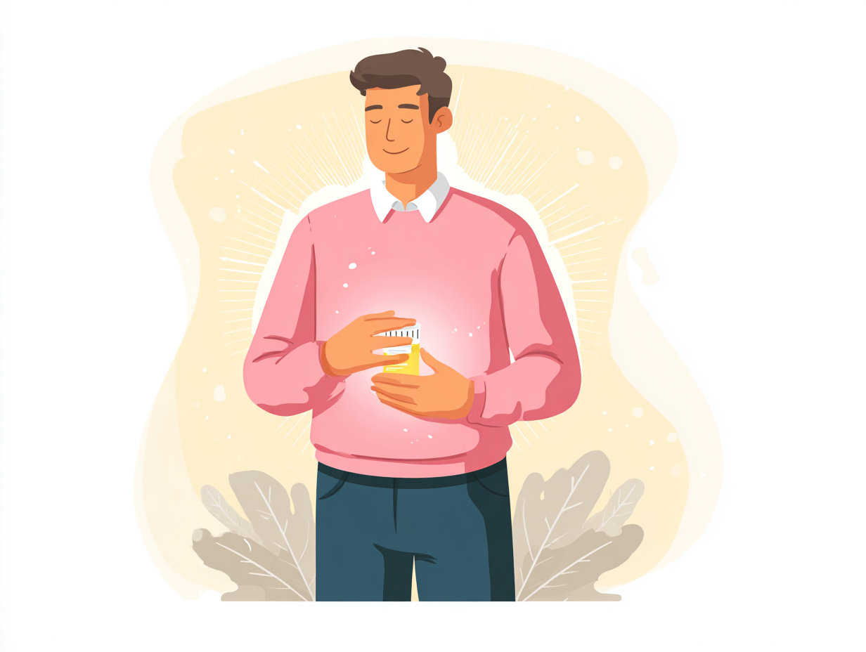 Homem feliz cuidando da saúde com alimentação e suplementação natural para prevenir coceira e vermelhidão no pênis