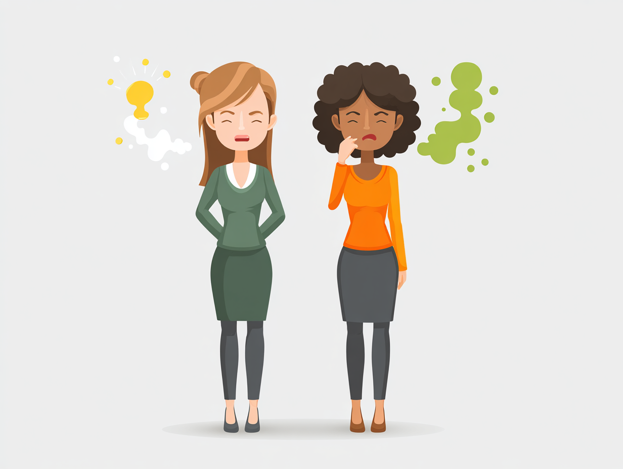 Ilustração mostrando diferenças entre sintomas da candidíase e da vaginose bacteriana.