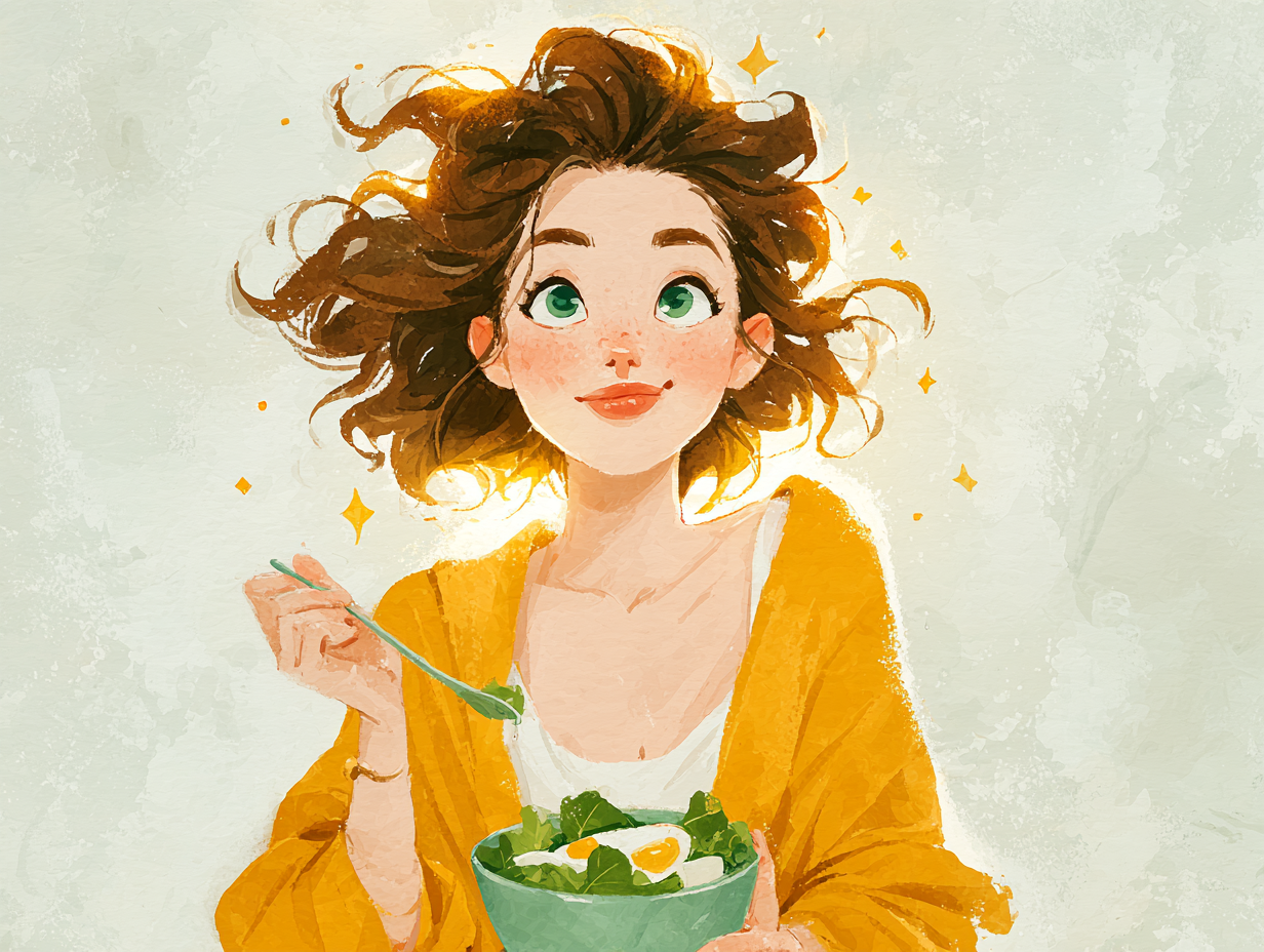 Mulher com expressão de bem-estar consumindo alimentos saudáveis como forma natural de prevenir infecções vaginais.