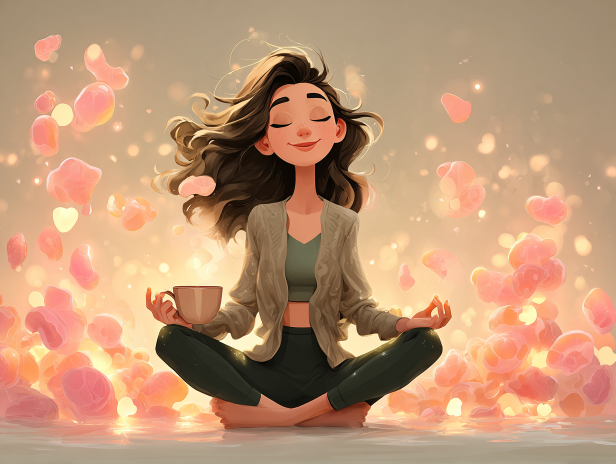 Mulher meditando com semblante de paz e saúde, representando recuperação da candidíase por meio de estratégias integrativas