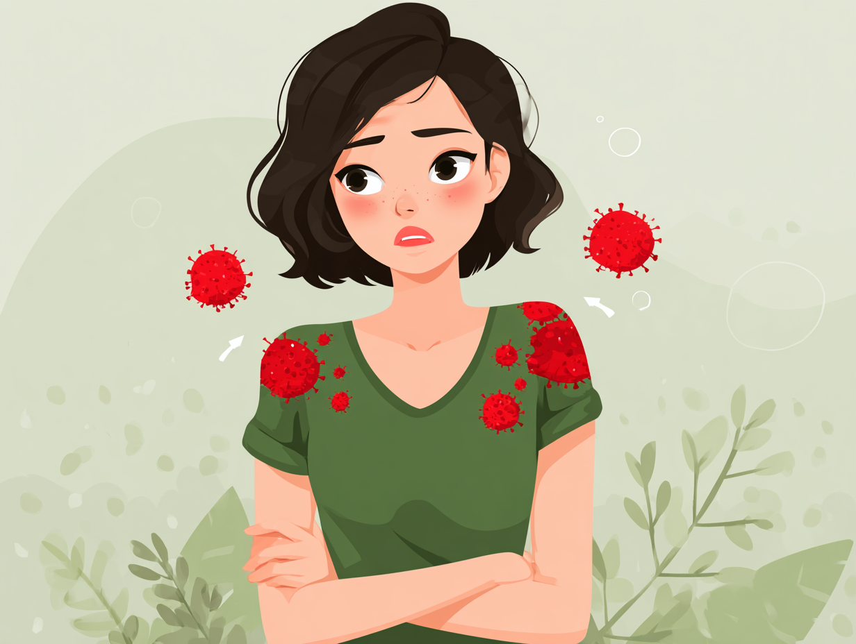 Ilustração médica de áreas da pele afetadas por candidíase cutânea com inflamação e desconforto