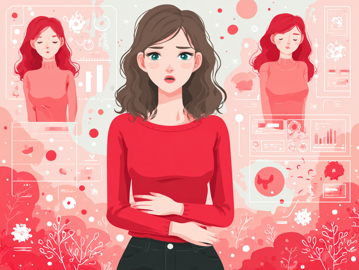 ilustração indicando mulher com sintomas de candidíase hormonal