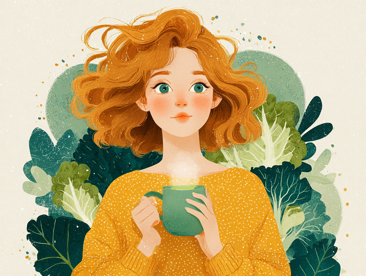 Ilustração de uma mulher feliz adotando hábitos saudáveis para tratar e prevenir a candidíase