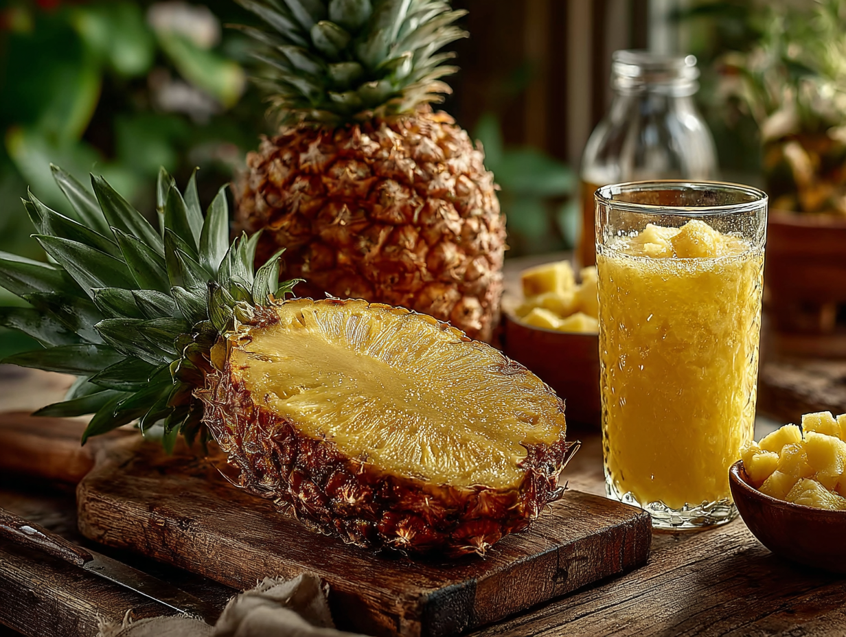 Abacaxi fresco como alimento natural com ação contra vermes e parasitas intestinais.