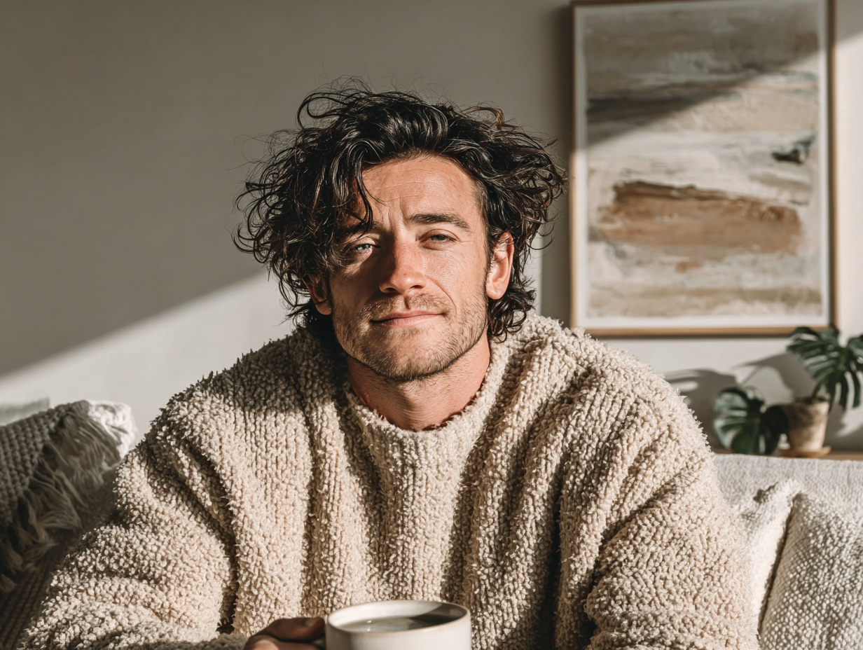 Homem relaxado após descobrir o que é desparasitação, representando bem-estar e equilíbrio funcional.