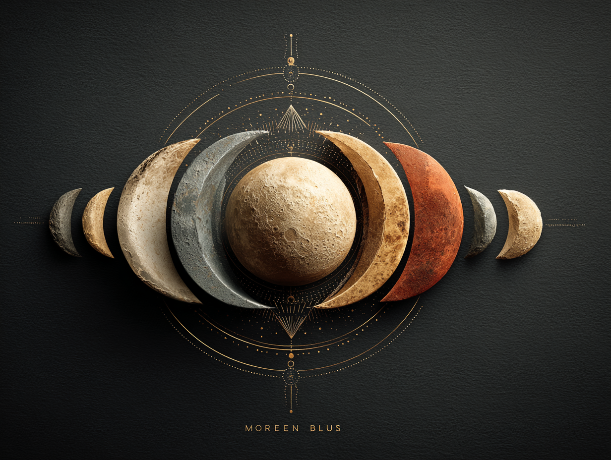 Ilustração dos ciclos da lua com destaque para a lua nova, simbolizando o início do protocolo de desparasitação natural.