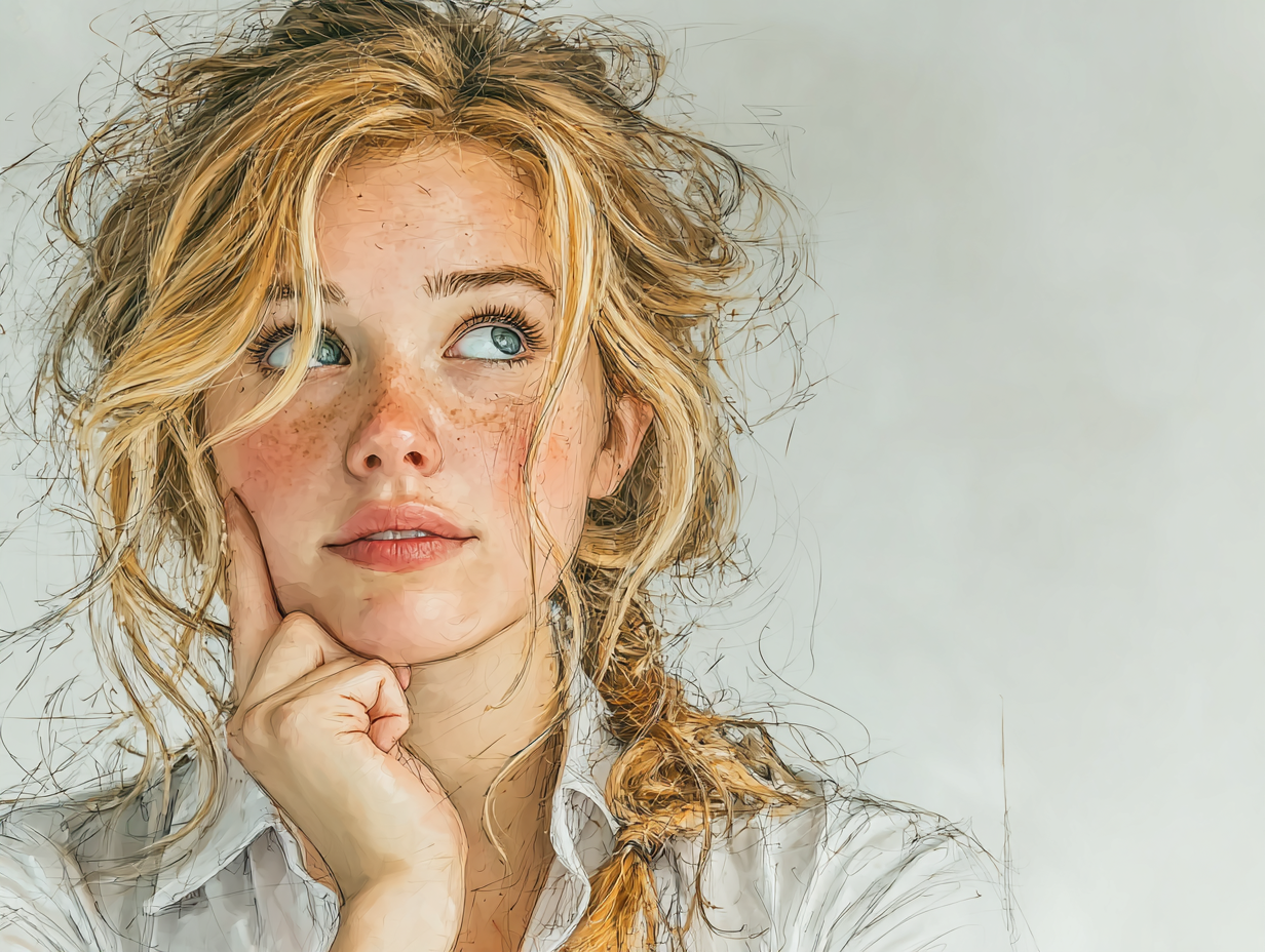 Mulher loira com expressão de dúvida em ambiente neutro, simbolizando a incerteza sobre a cura da candidíase de repetição.