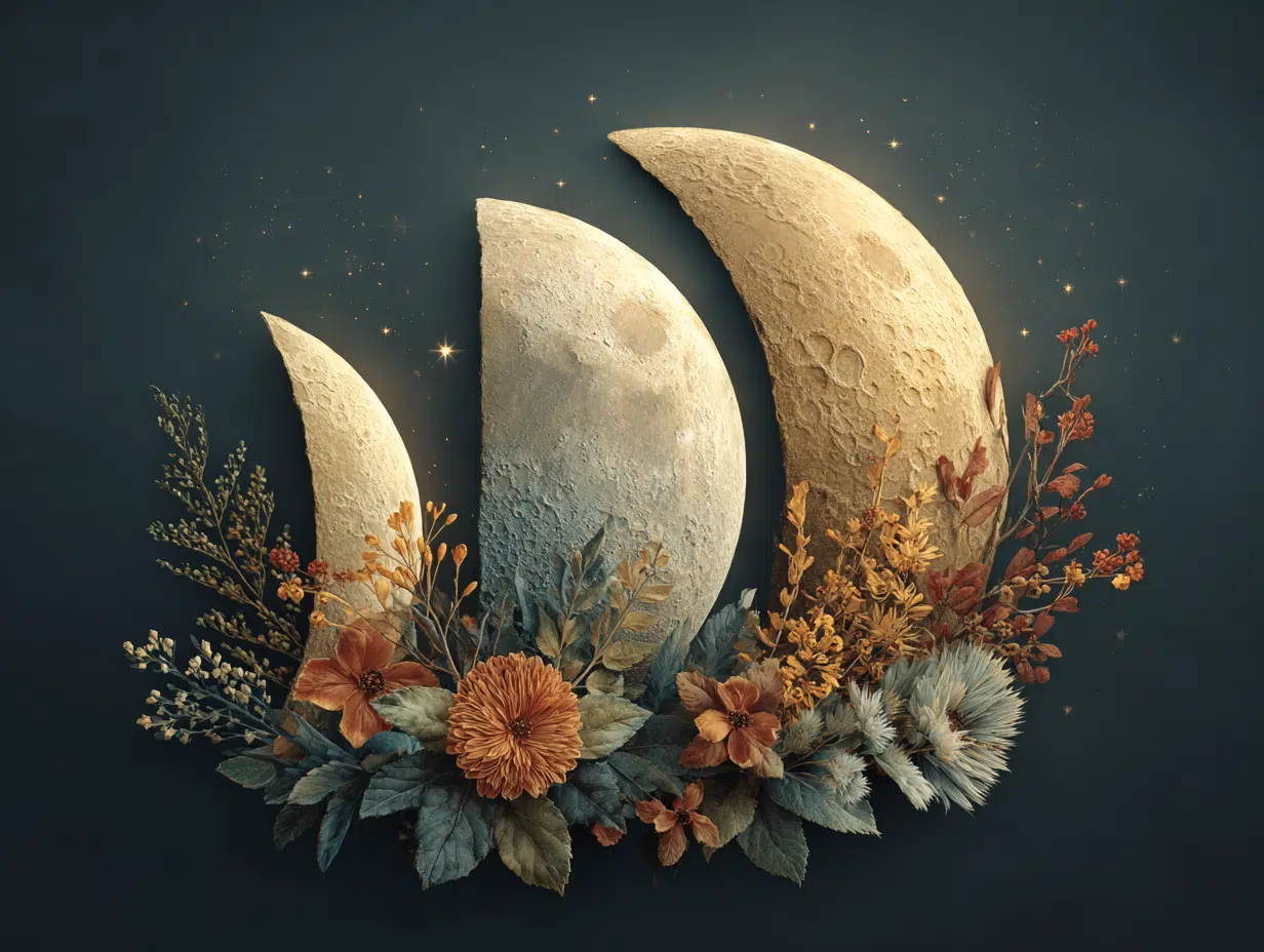 Ilustração das fases da lua representando o ciclo natural do protocolo desparasitação humana