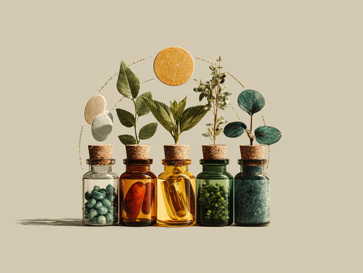 Representação simbólica das fases do protocolo de desparasitação natural com elementos naturais em sequência cíclica