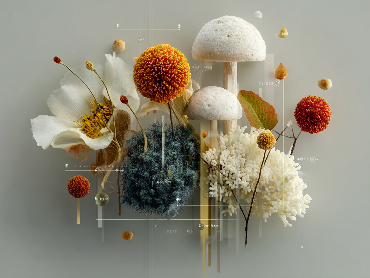 Ilustração semi-realista de sistema imunológico e microbiota em desequilíbrio, com elementos visuais simbólicos e ambiente clean.