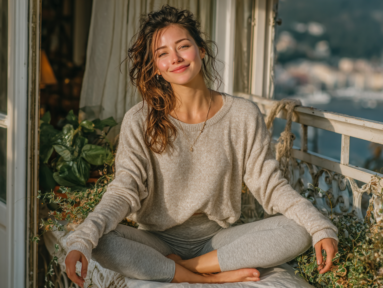 Mulher morena cuidando de si com leveza e bem-estar após controlar sintomas de SIFO