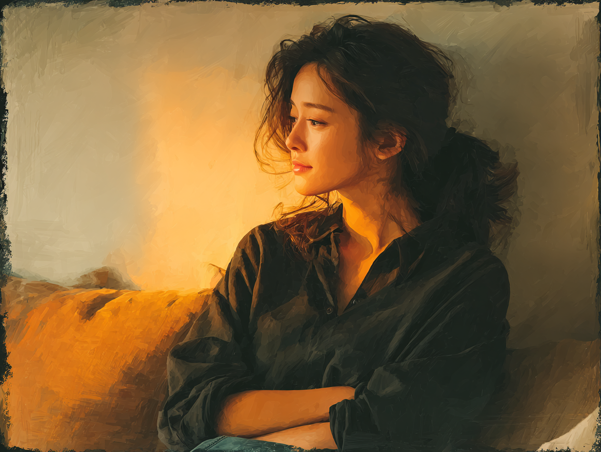 Ilustração anatômica semi-realista de mulher oriental com as mãos no abdômen, simbolizando sintomas de verme no intestino.