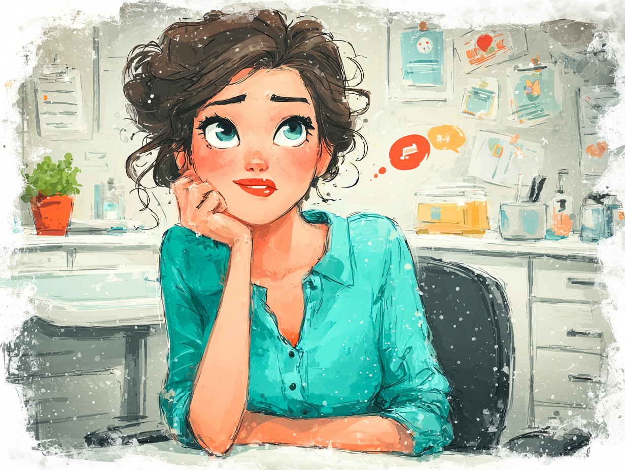 Ilustração médica de uma mulher pensativa tocando o abdômen inferior, representando a dúvida em torno da candidíase assintomática.