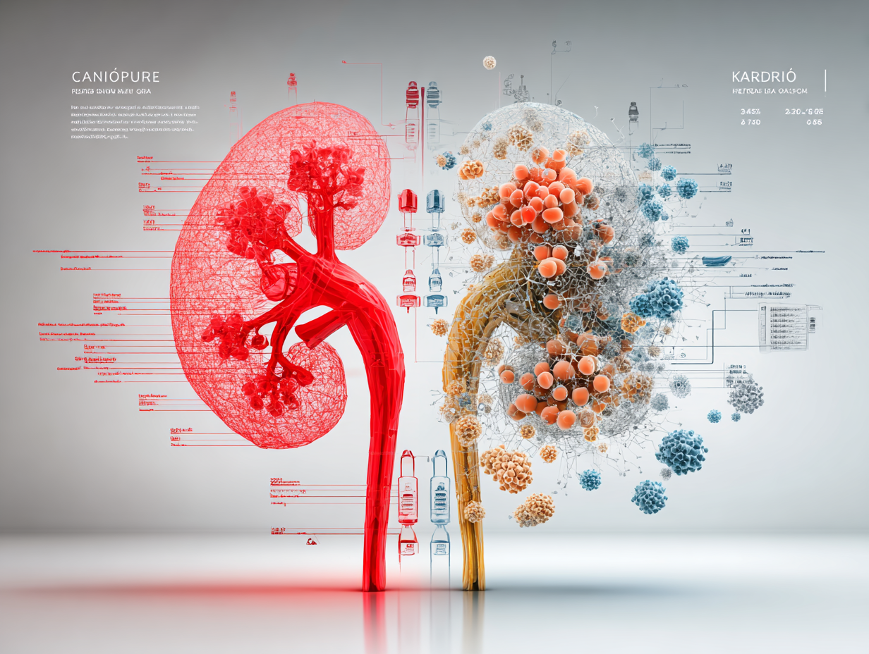 Ilustração médica comparando visualmente os efeitos da candidíase ou vaginose, com sinais de inflamação e infecção bacteriana lado a lado, para representar as diferenças entre as duas condições.