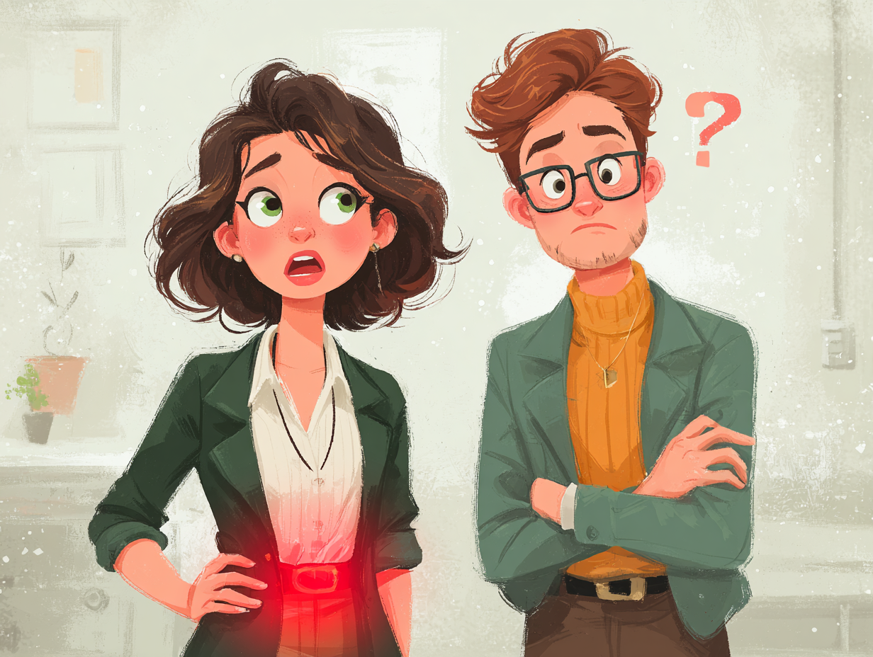 ilustração de um casal com duvidas se perguntando se é possível ter candidíase sem corrimento