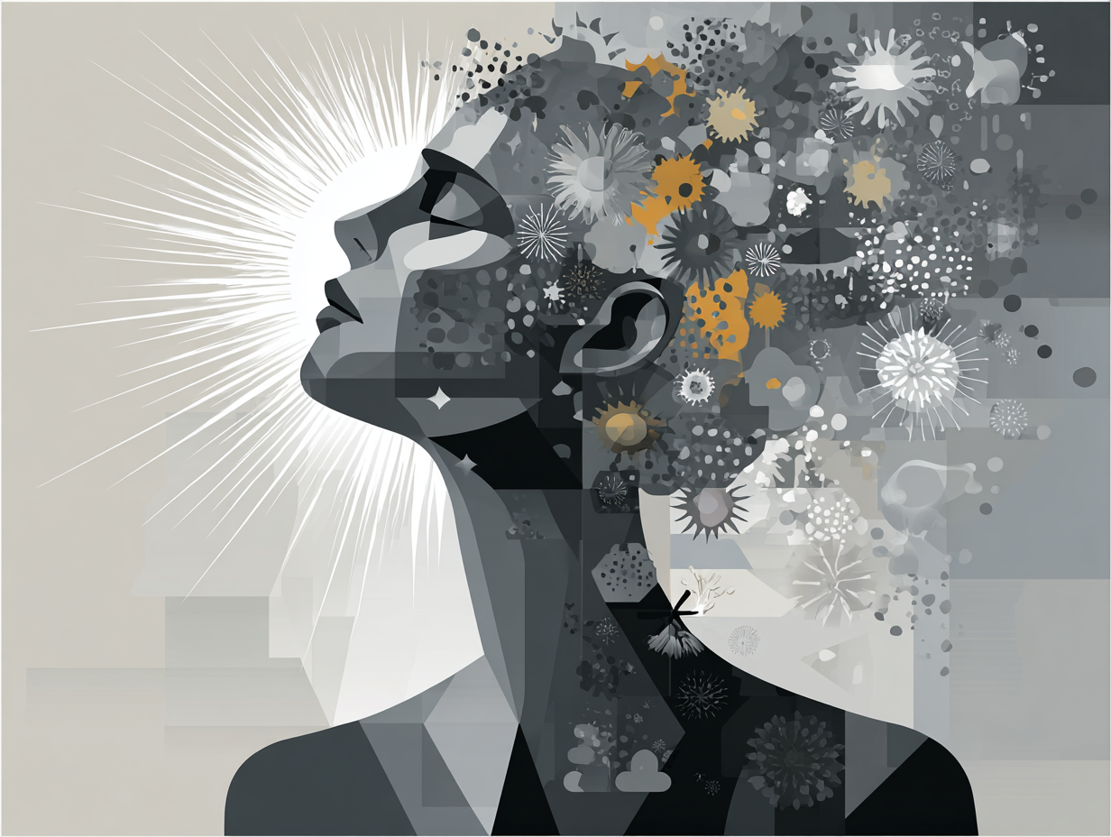 Ilustração médica conceitual com ícones de coceira, corrimento e placa branca diminuindo, representando a pergunta de como saber se a candidíase está melhorando