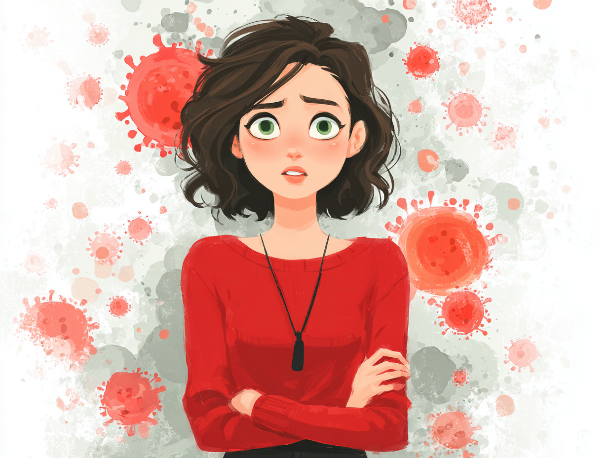 Ilustração médica de uma mulher se perguntando como saber se estou com candidíase