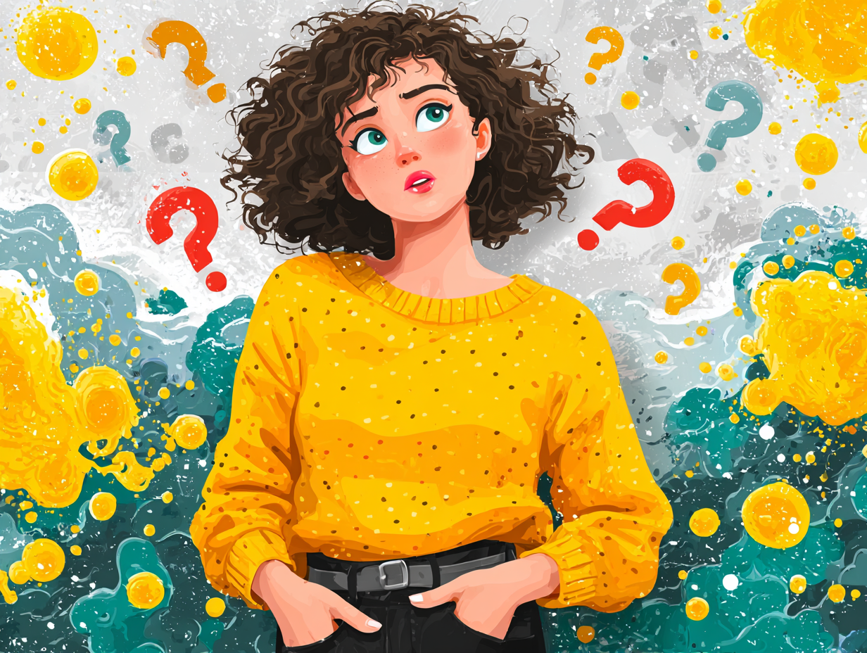 Mulher com expressão de dúvida sobre qual a causa da candidíase