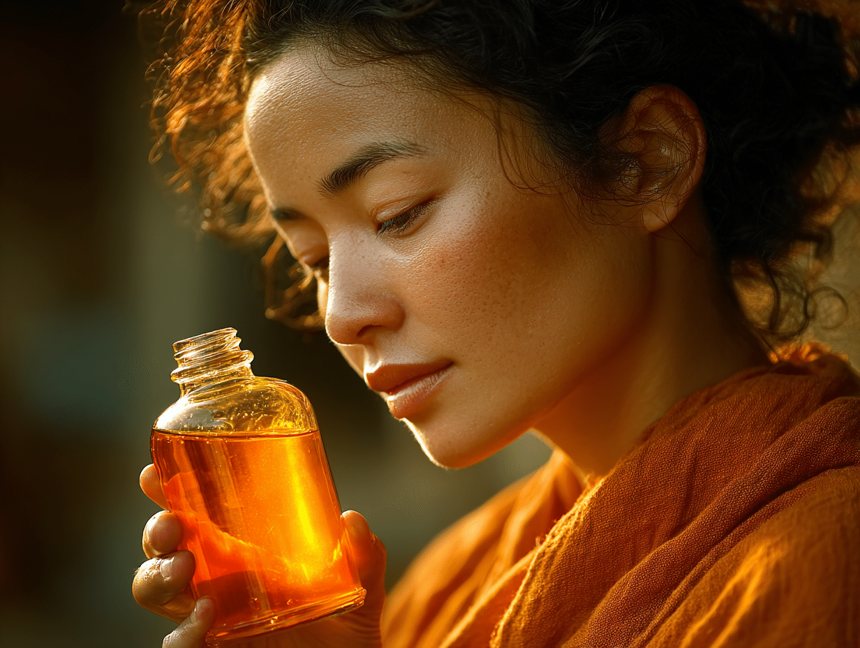 Mulher oriental segurando um frasco de tintura, representando o protocolo desparasitação humana natural