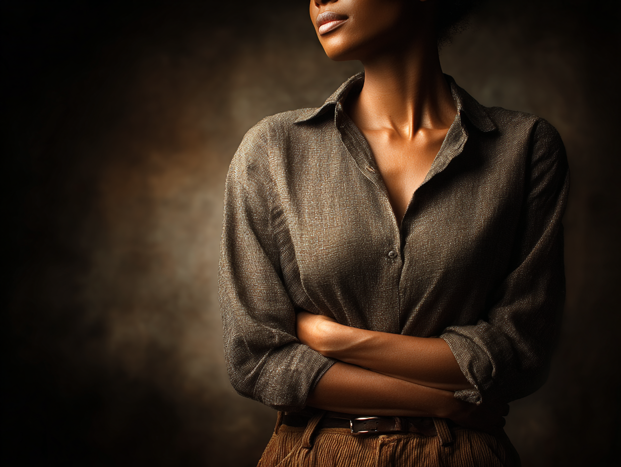 Ilustração emocional de uma mulher morena sentada com expressão de desconforto abdominal, simbolizando o incômodo digestivo causado por vermes intestinais e a dúvida se verme dá gases.